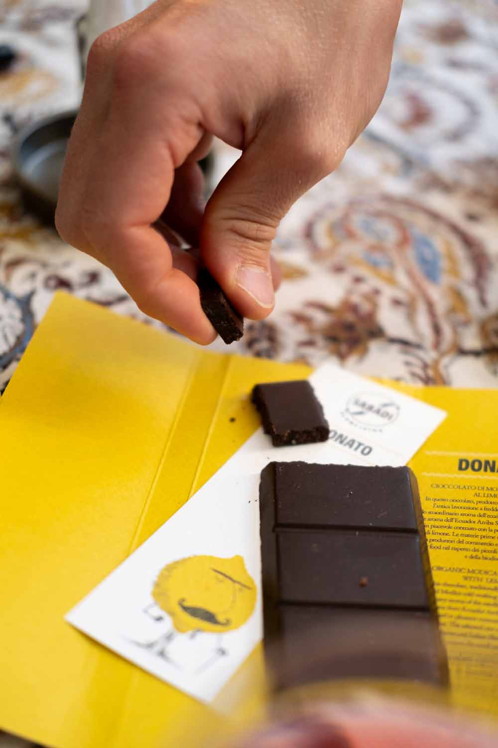 Sabadi Donato Organic Modica Chocolate w/ Interdonato Lemon 60%, 50g - Image 2