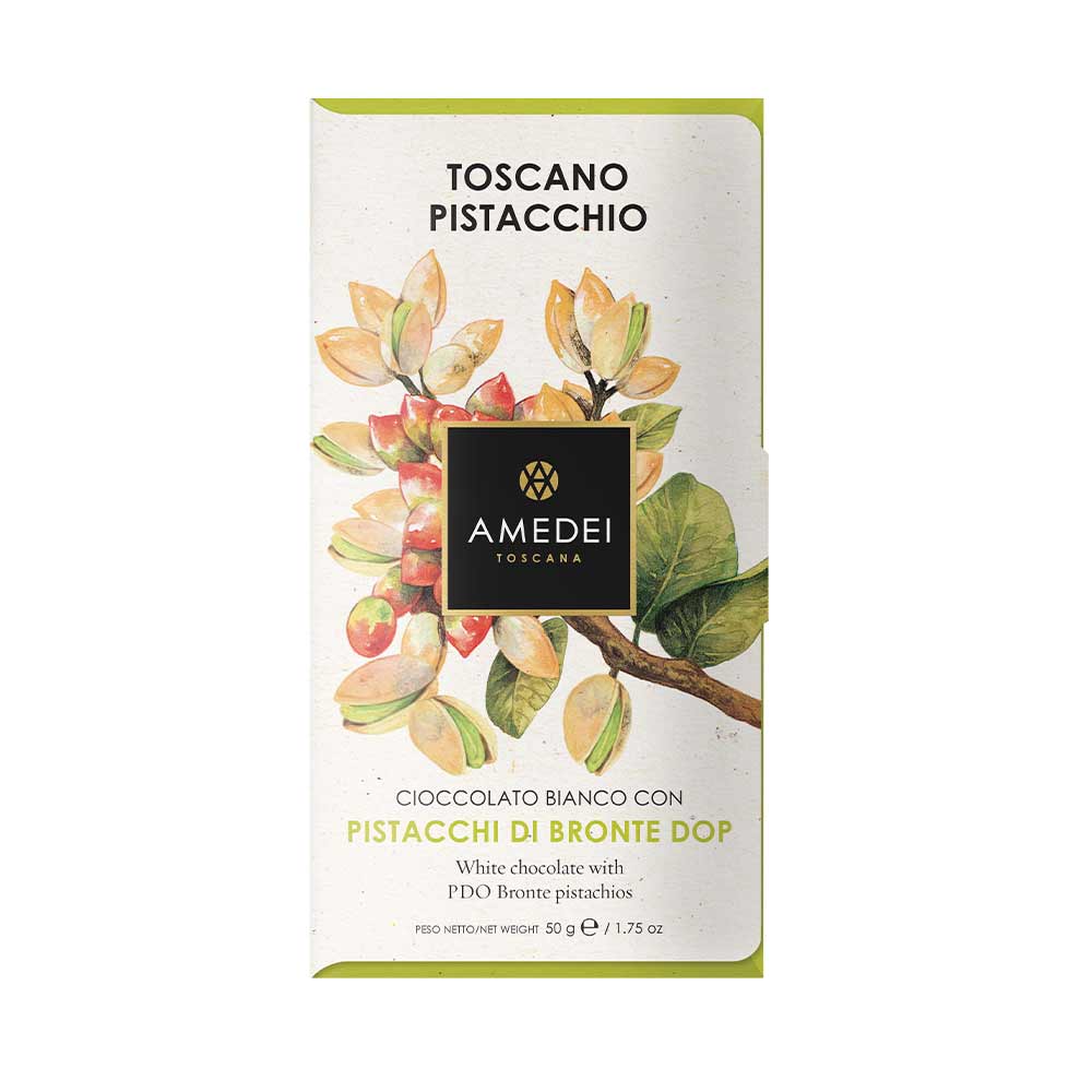 Amedei Pistacchi, White Chocolate with Pistachio, 50g