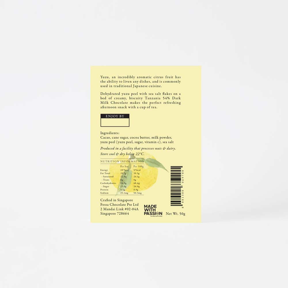 Fossa Yuzu Sea Salt Chocolate, 50g - Image 2