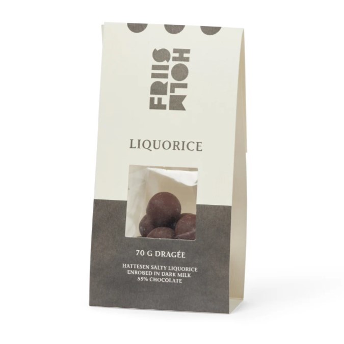 Friis Holm Liquorice Dragees Covered in Dark Milk Chocolate, 70g