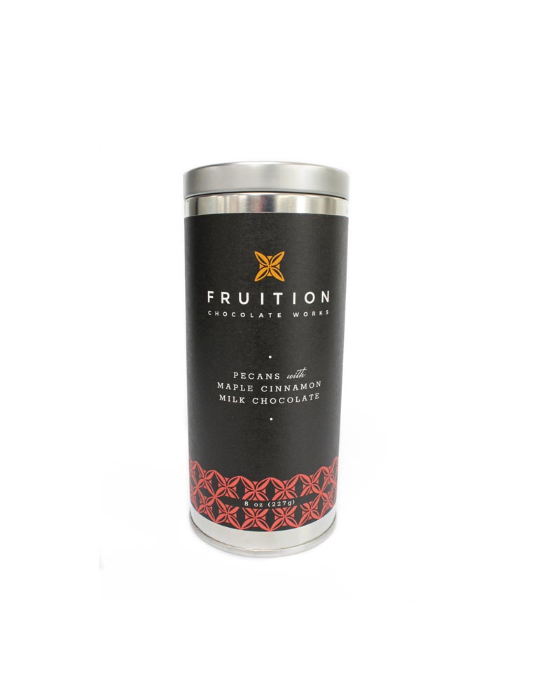 Fruition Pecans with Maple Cinnamon Milk Chocolate in Tin, 8oz
