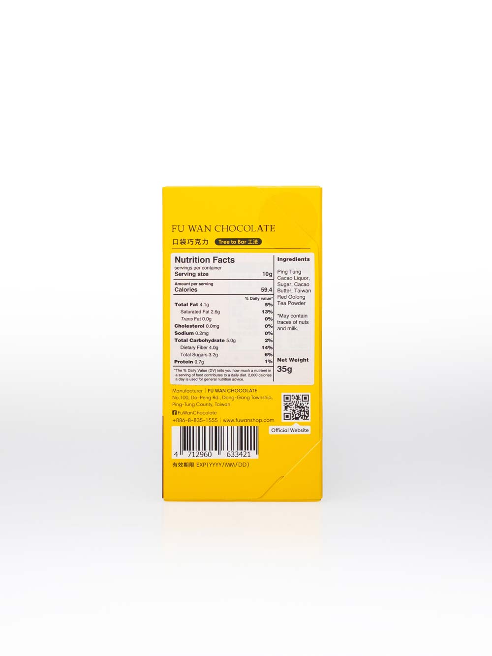 Fu Wan Taiwan Red Oolong Tea Chocolate 62%, 35g - Image 2