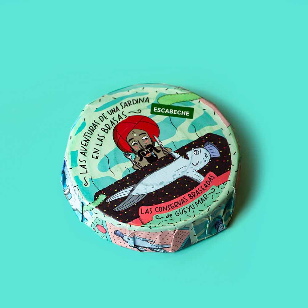 Gueyu Mar Chargrilled Smoked Sardine Tails in Escabeche, 5.3oz
