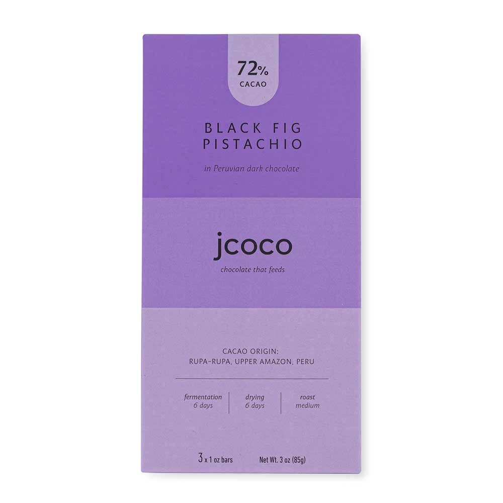 Jcoco Black Fig Pistachio 72%, 3oz