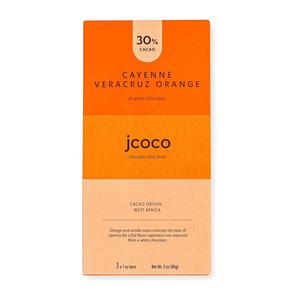 Jcoco Cayenne Veracruz Orange White Chocolate 30%, 3oz