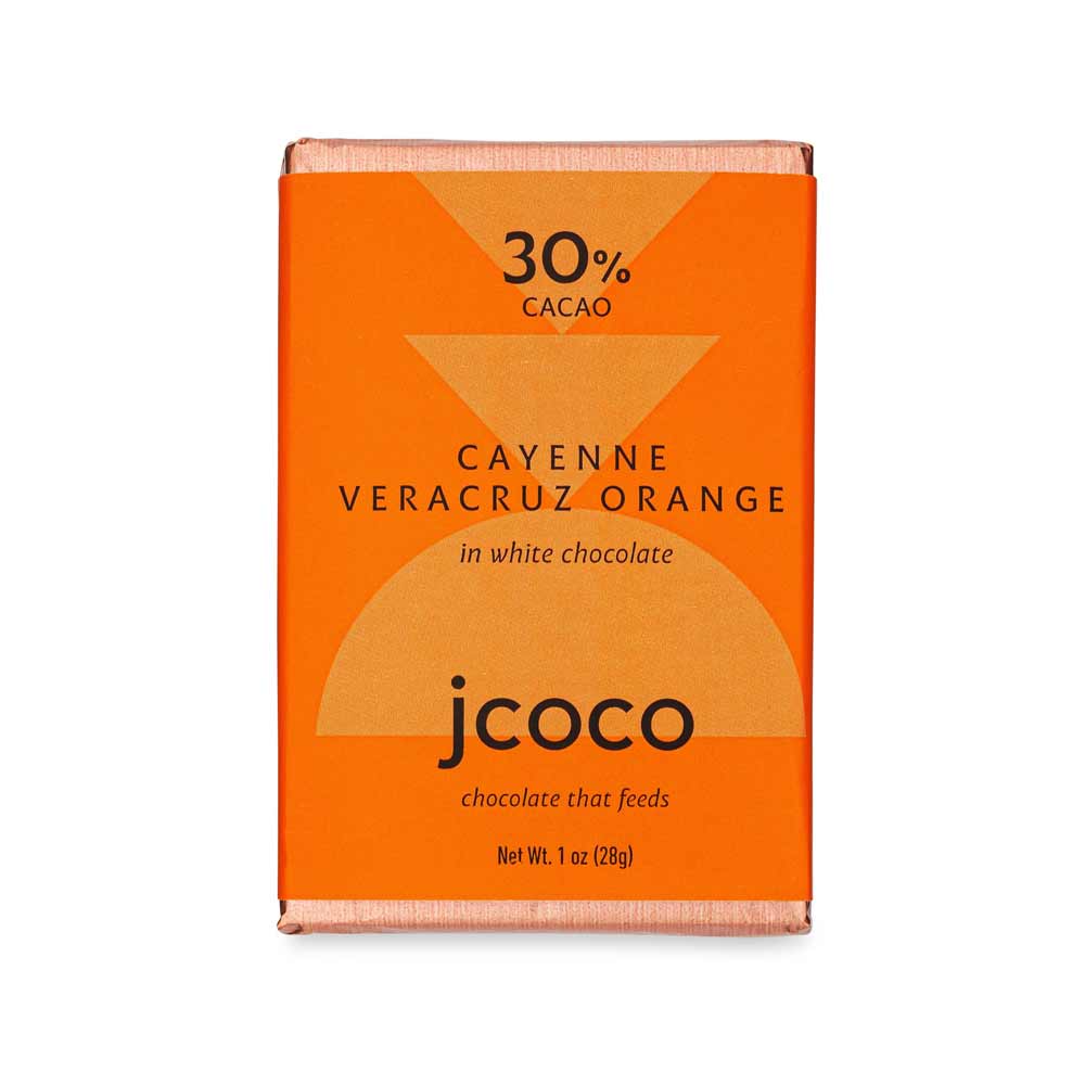 Jcoco Cayenne Veracruz Orange White Chocolate 30% Mini, 1oz