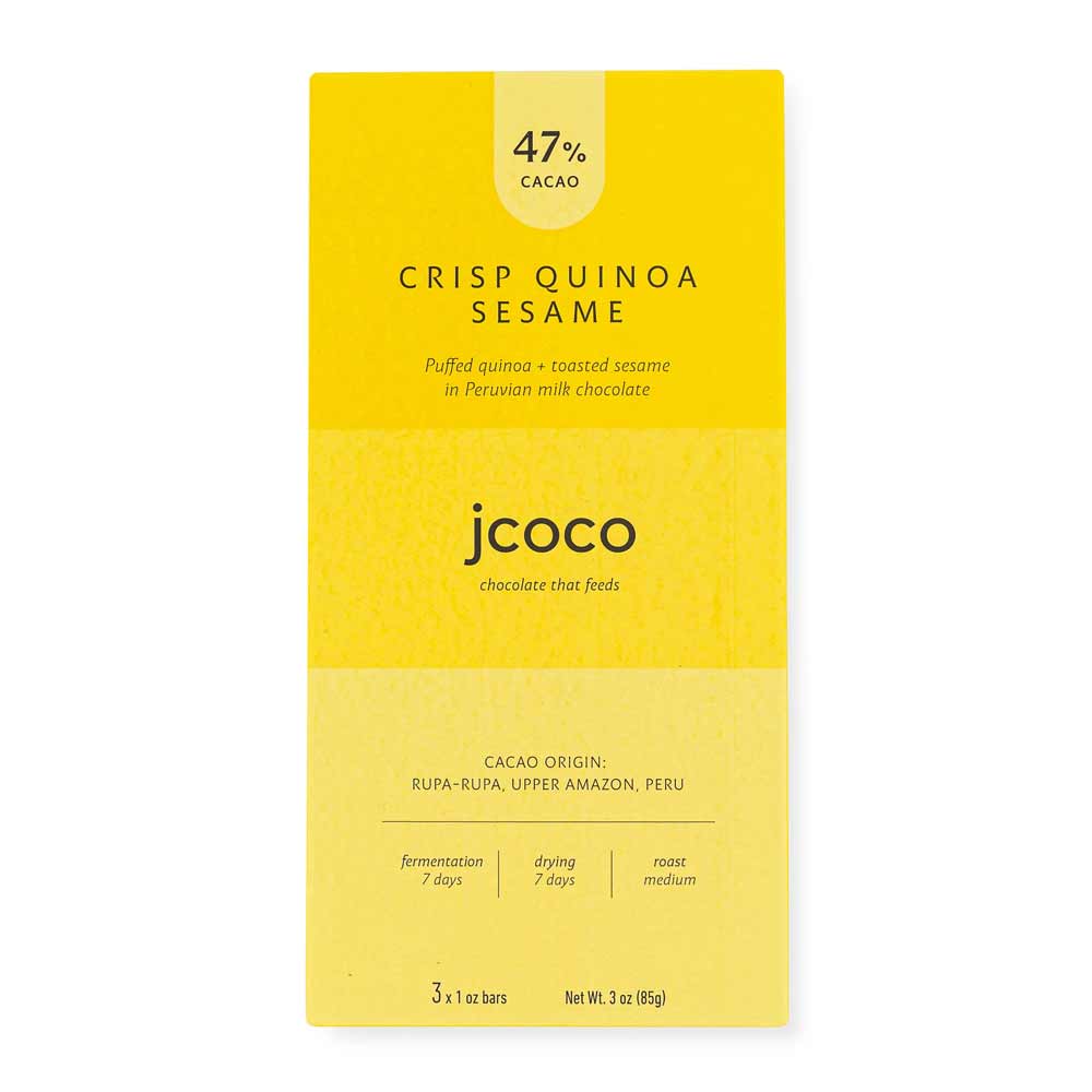 Jcoco Crisp Quinoa Sesame Milk Chocolate 47%, 3oz