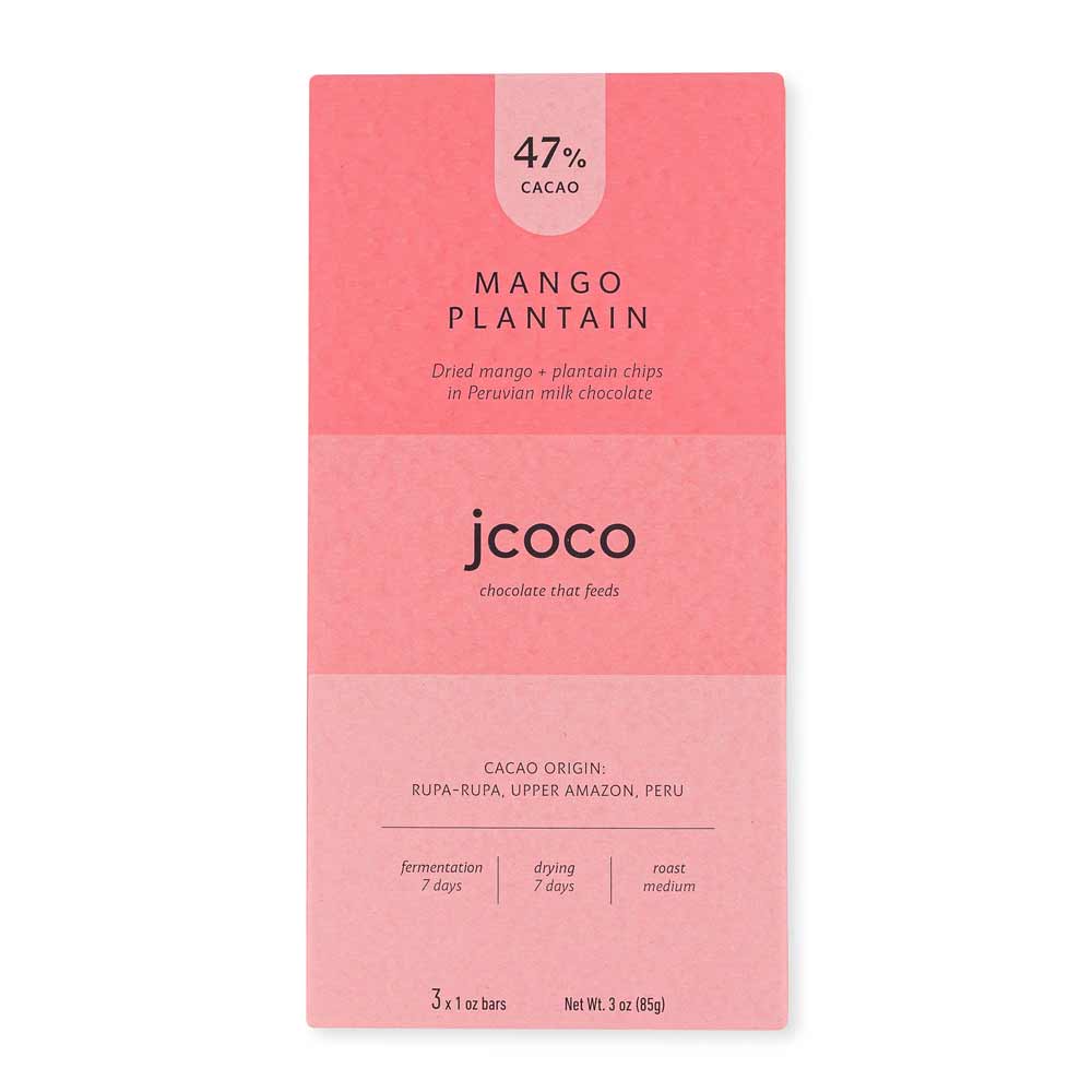 Jcoco Mango Plantain Milk Chocolate 47%, 3oz