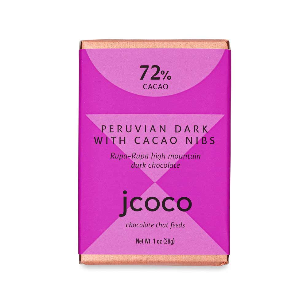 Jcoco Peru w/ Cacao Nibs 72% Mini, 1oz