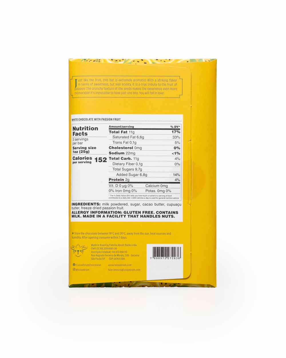 Luisa Abram White Chocolate with Passion Fruit, 80g - Image 2