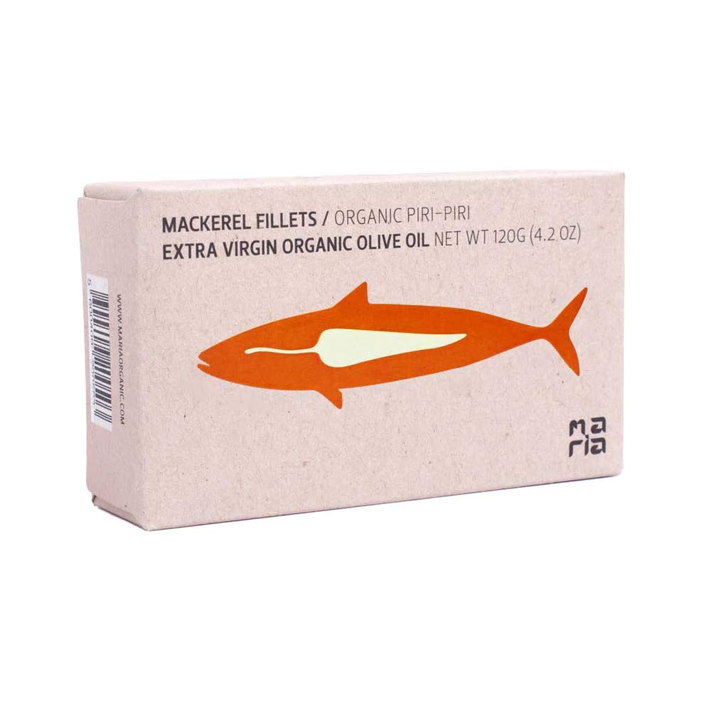 Maria Organic Spiced Mackerel Fillets in EVOO, 125g