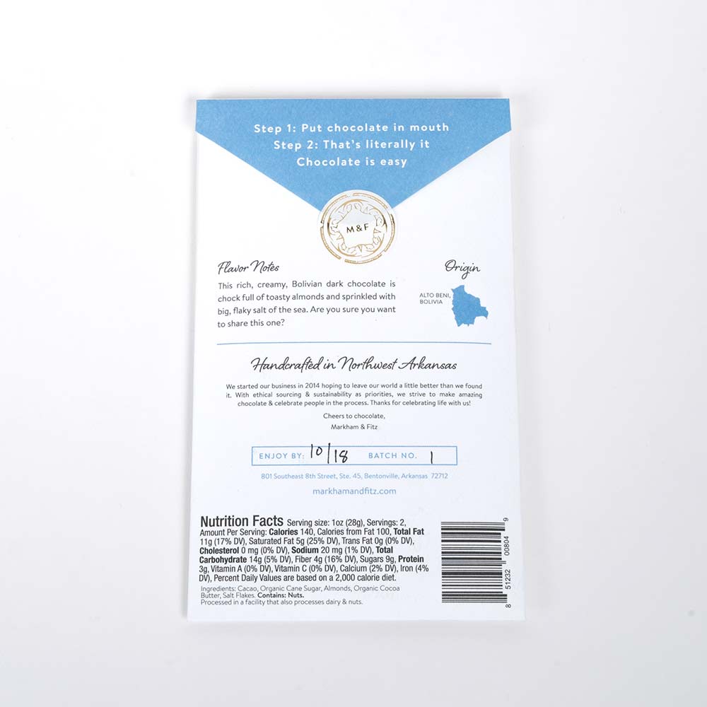 Markham & Fitz Sea Salt & Almond 60%, 2oz - Image 2