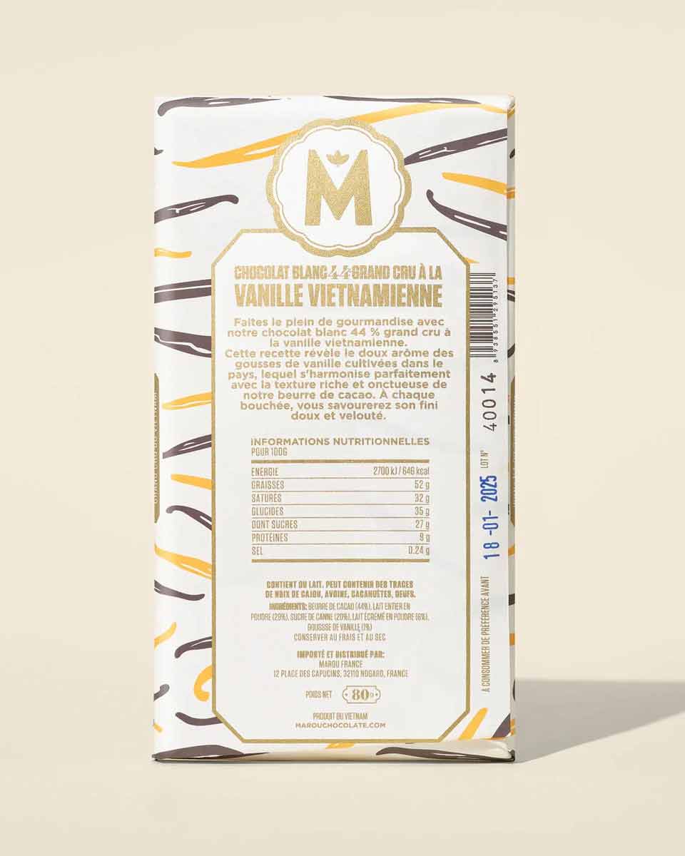 Marou White Chocolate with Vietnamese Vanilla 44%, 80g - Image 3
