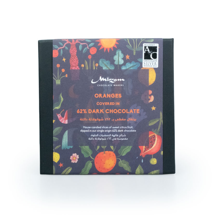 Mirzam Secret Spice Garden, 62% Dark Chocolate Coated Oranges, 200g