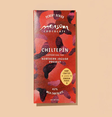 Monsoon Chiltepin 42% Milk Chocolate, 50g