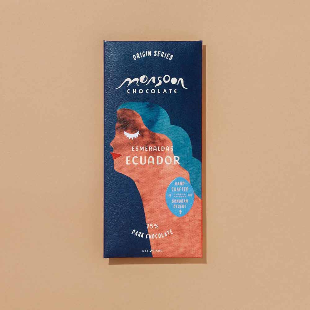 Monsoon Esmeraldas Ecuador 75% Dark Chocolate, 50g