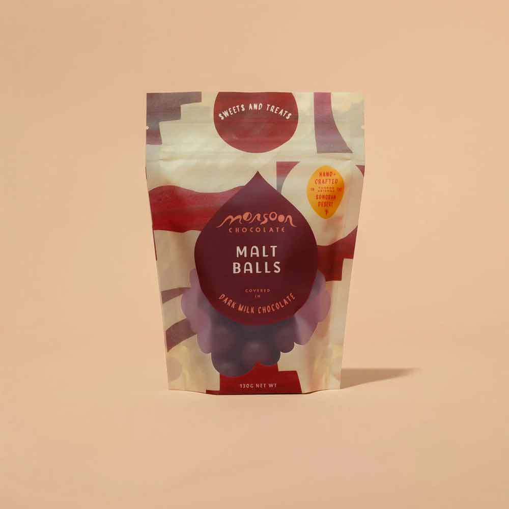 Monsoon Malt Balls Covered in Dark Milk Chocolate, 130g