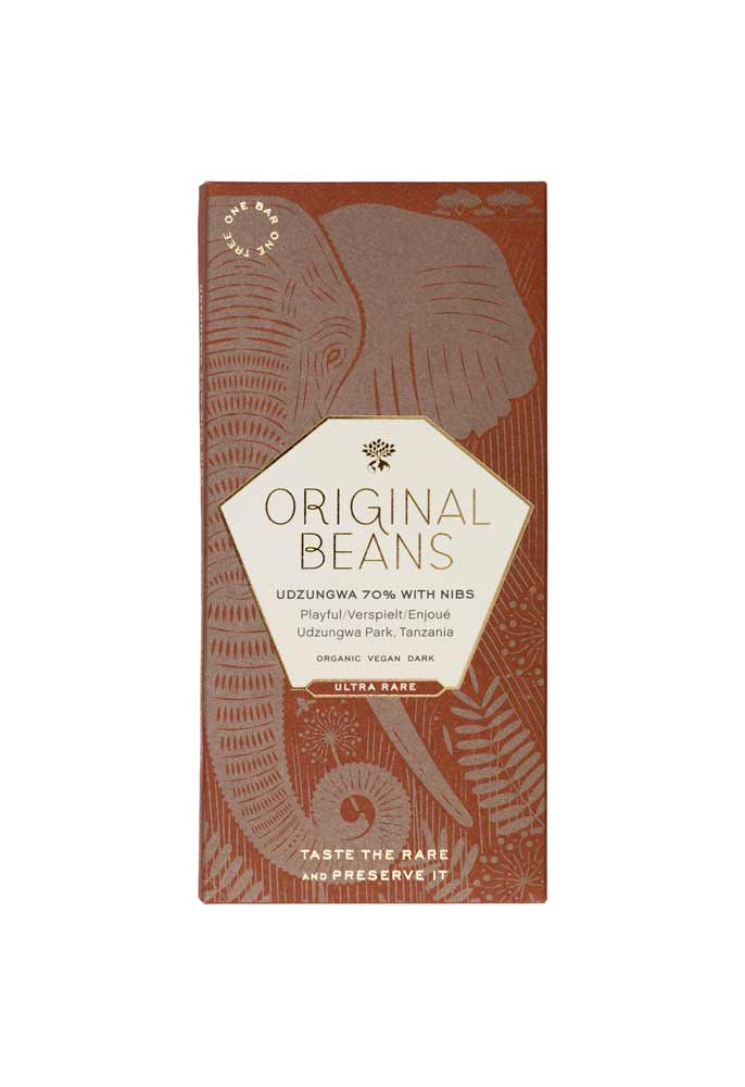 Original Beans Cru Udzungwa with Nibs 70%, 70g