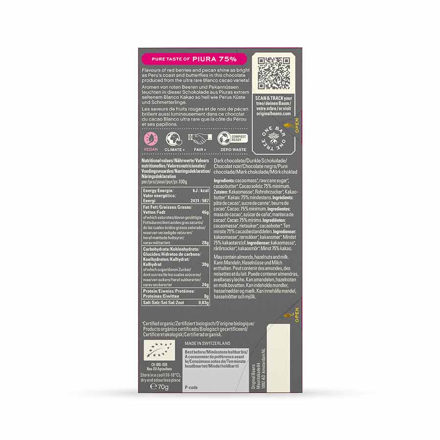 Original Beans Piura Porcelana 75%, 70g - Image 2