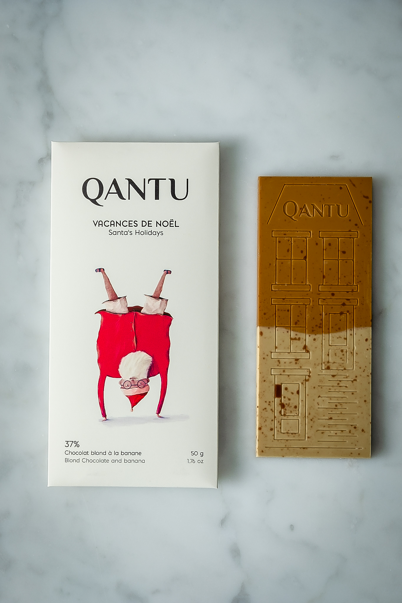 Qantu Santa's Holiday, Caramelized White Chocolate & Bananas, 50g