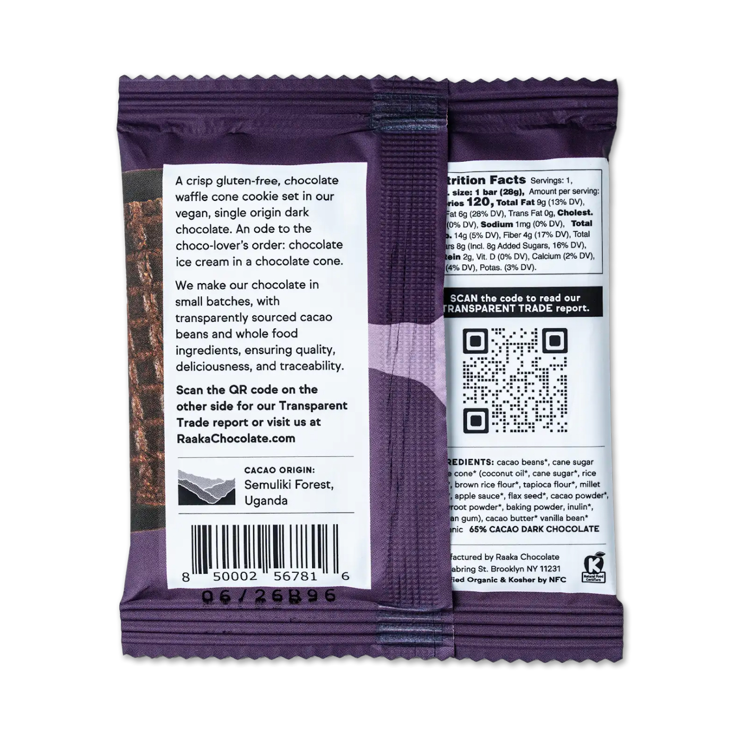 Raaka Dark Chocolate Waffle Cone Bar, 1oz - Image 3
