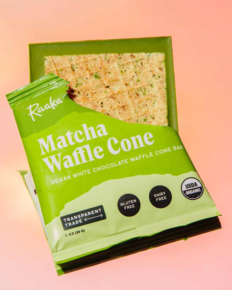 Raaka Matcha White Chocolate Waffle Cone Bar, 1oz - Image 2