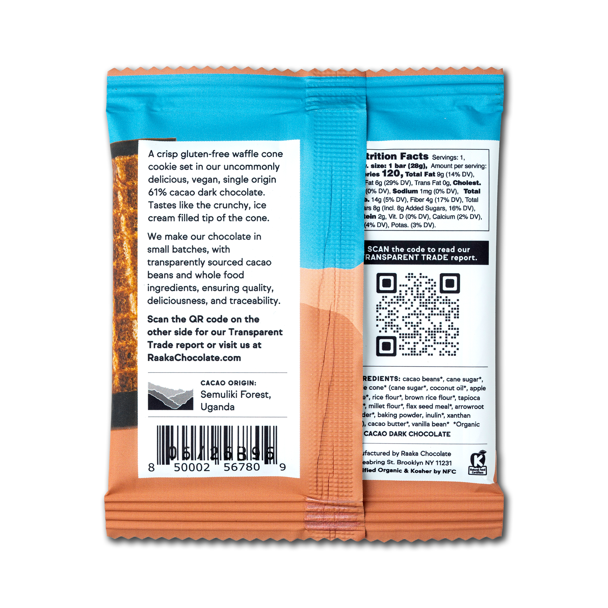 Raaka Vanilla Dark Chocolate Waffle Cone Bar, 1oz - Image 4