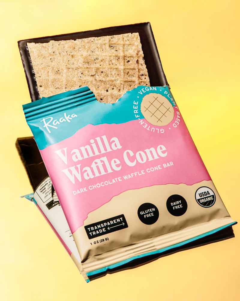 Raaka Vanilla Dark Chocolate Waffle Cone Bar, 1oz - Image 2