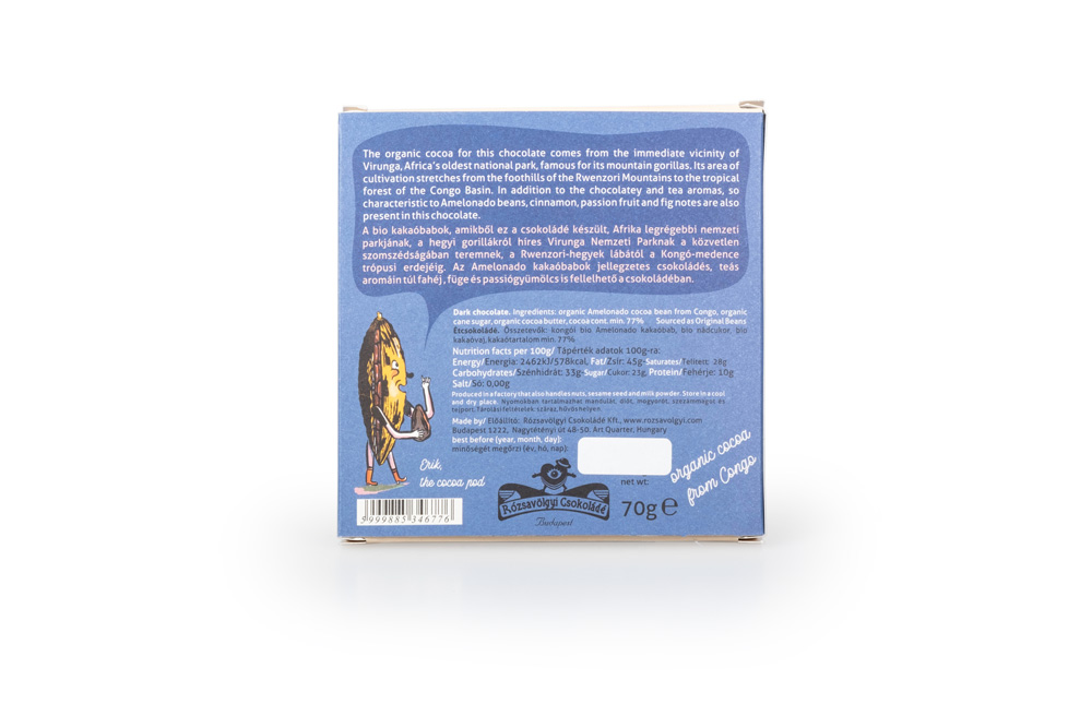 Rozsavolgyi Big Gorilla Bar Virunga Congo 77%, 70g - Image 3