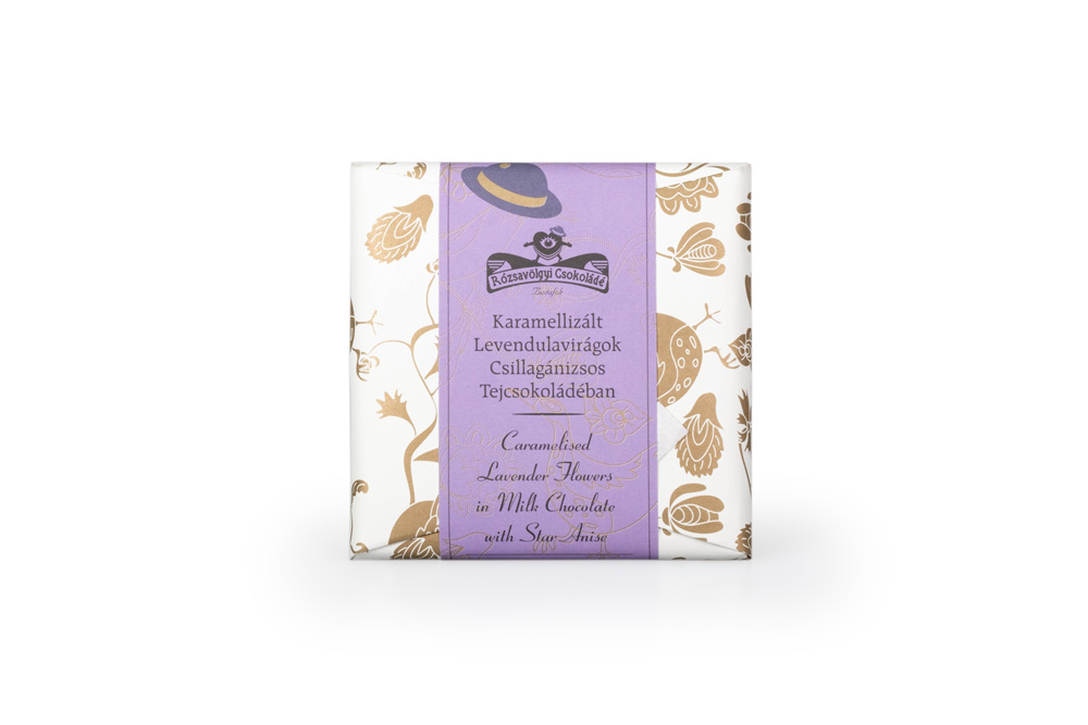Rozsavolgyi Milk Chocolate w/ Caramelized Lavender Flowers 40%, 70g