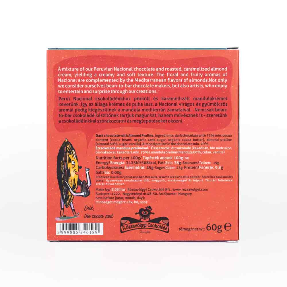 Rozsavolgyi Gianduja Bar w/ Almond Paste, 60g - Image 2