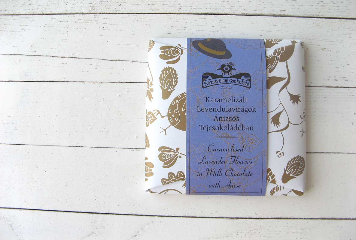 Rozsavolgyi Milk Chocolate w/ Caramelized Lavender Flowers 40%, 70g - Image 2