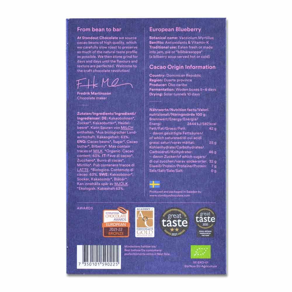 Standout Nordic Nature, European Blueberry 63%, 50g - Image 2