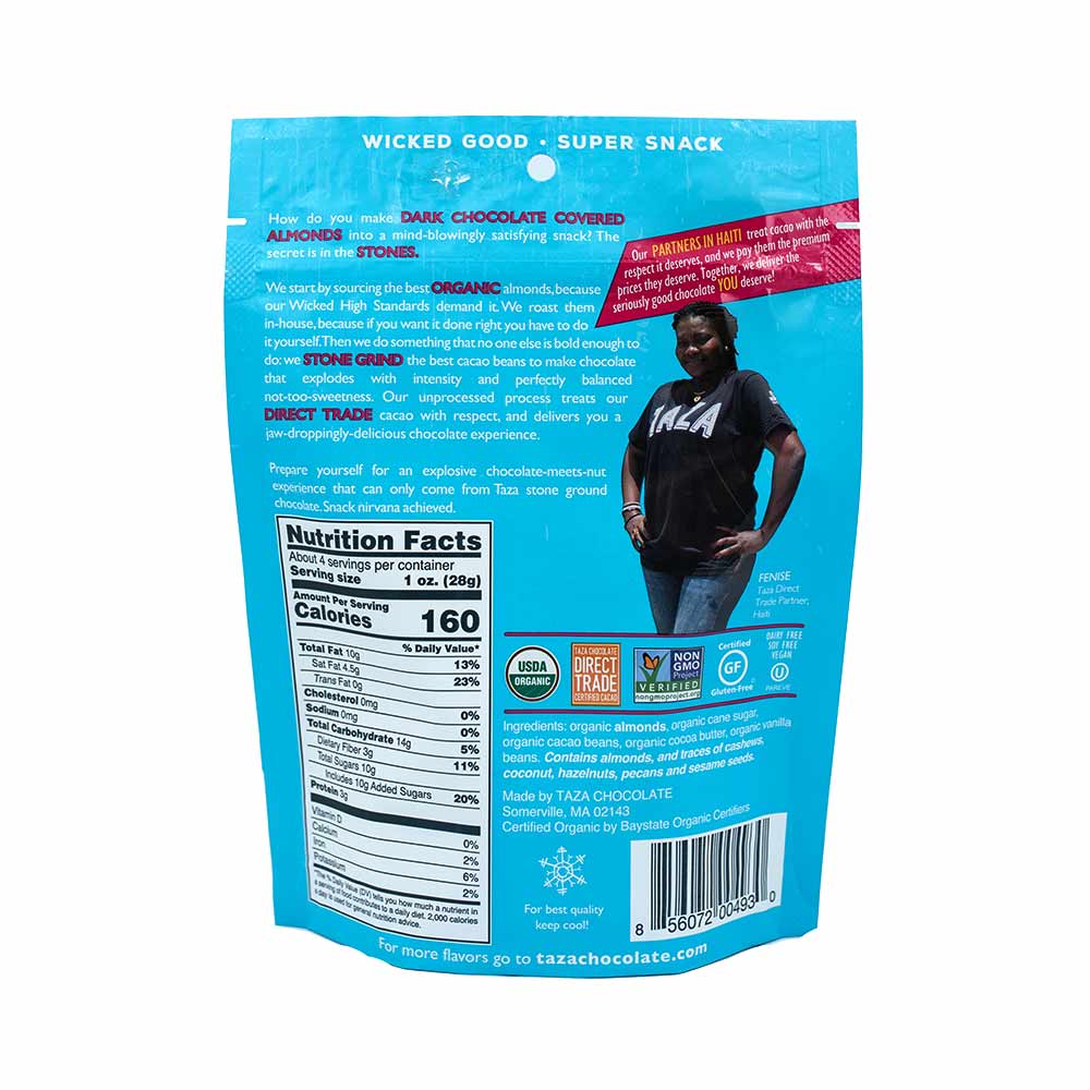 Taza Dark Chocolate Covered Almonds in Bag, 3.5oz - Image 2
