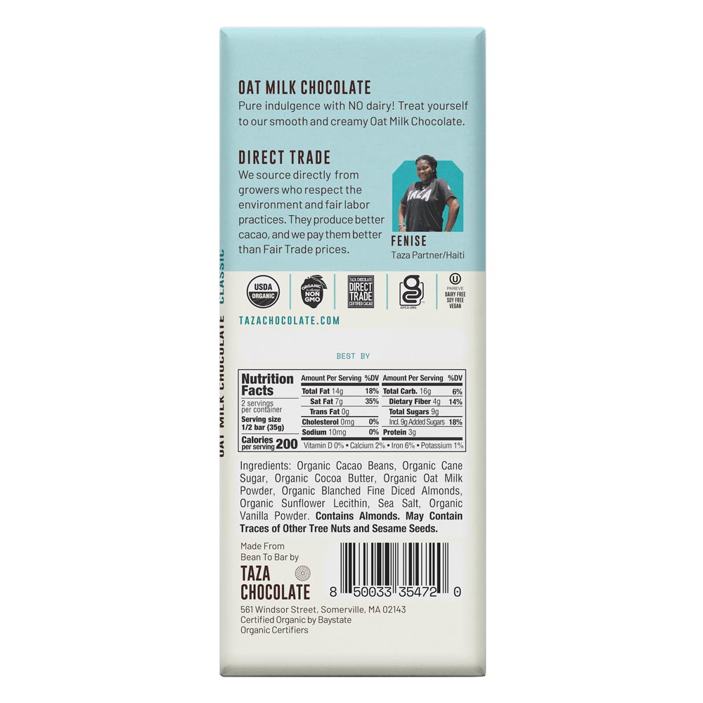 Taza Oat Milk Classic Chocolate Bar, 2.5oz - Image 2