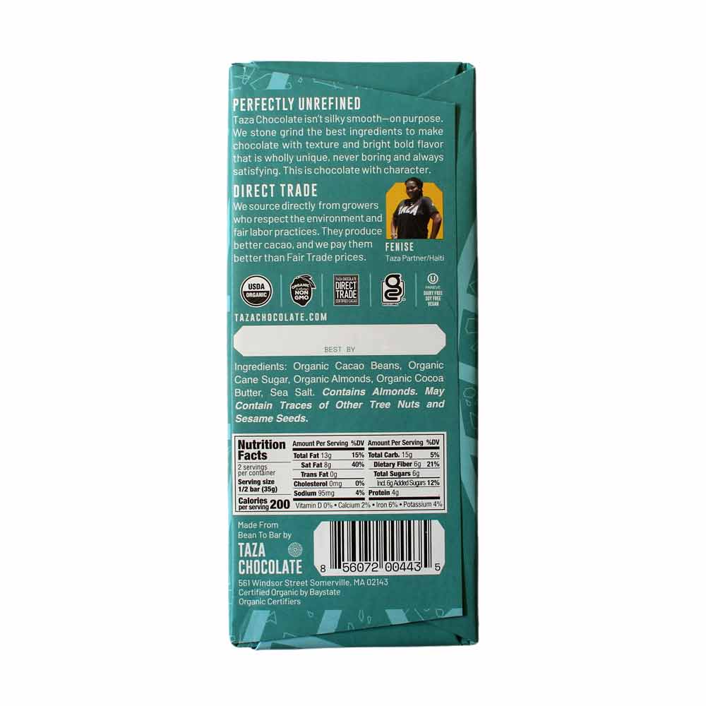Taza Organic Sea Salt & Almond 80%, 2.5oz - Image 2