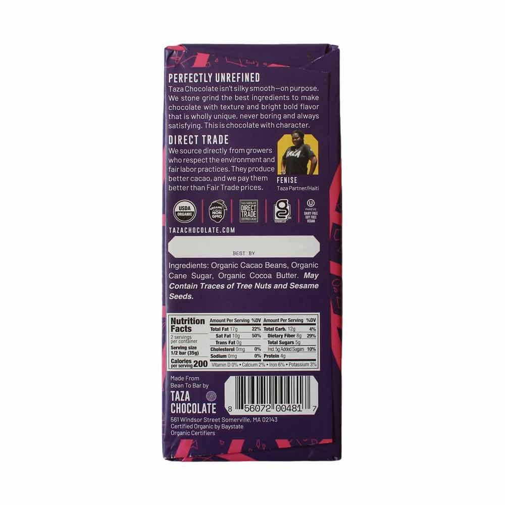 Taza Organic Seriously Dark 87%, 2.5oz - Image 2