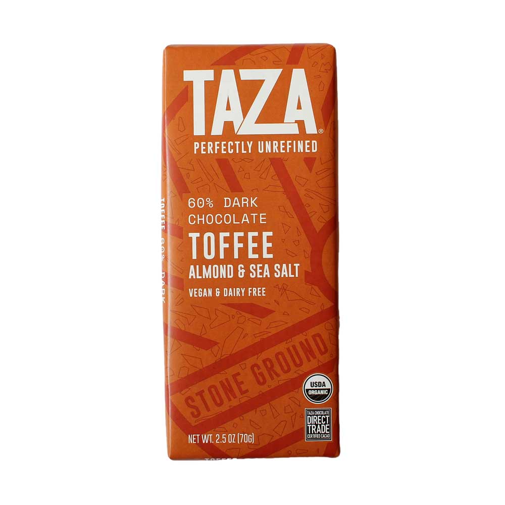 Taza Organic Toffee, Almond & Sea Salt 60%, 2.5oz